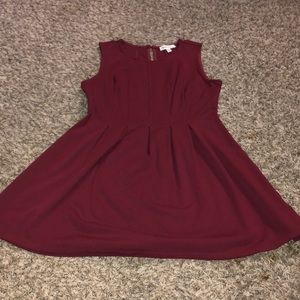 Burgundy Fit and Flare Dress